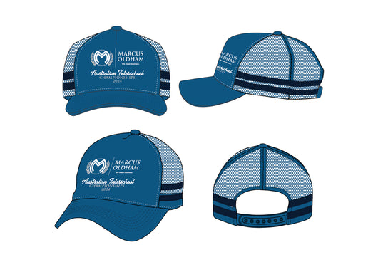 2024 Marcus Oldham Australian Interschool Championships Mid Blue Trucker Cap