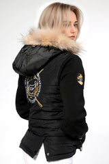 2024 MI3DE Black Padded Jacket With Fleece Sleeves